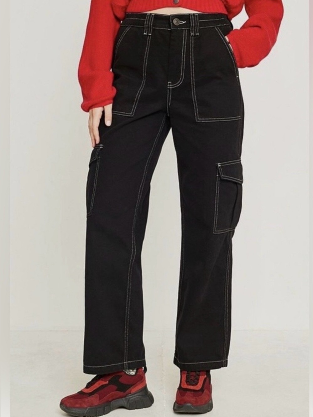 BDG Urban Outfitters Black Denim Cotton Jeans with Contrast Stitching